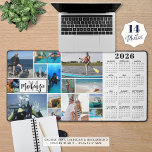 2026 Calendar 14 Photos Monogram Name Custom Colou Desk Mat<br><div class="desc">2026 Calendar 14 Photos Monogram Name Custom Colour Desk Mat Mouse Pad. Create your own personalized, custom colour photo and calendar desk mat featuring a 2026 year-at-a-glance calendar (contact designer for another year's calendar) and an easy-to-upload photo collage template featuring 14 pictures in various shapes and sizes, both horizontal and...</div>