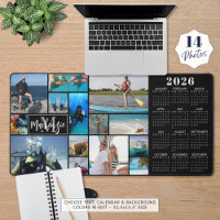 2026 Calendar 14 Photos Monogram Name Custom Colou