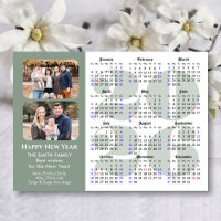 2026 Calendar 2 Photo Modern Sage Green Magnetic
