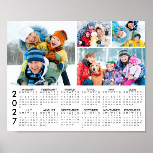 2026 Calendar 4 Photo Collage Personalized Poster