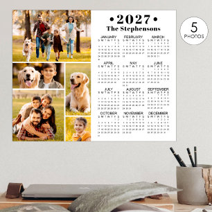 2026 Calendar 5 Photo Collage Personalized Poster