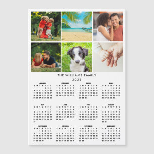 2026 Calendar 6 Photo Collage Modern Magnet