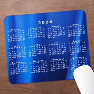 2026 Calendar Abstract Blue Custom Photo Mouse Pad