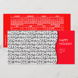 2026 Calendar Add 1 Photo Red Card