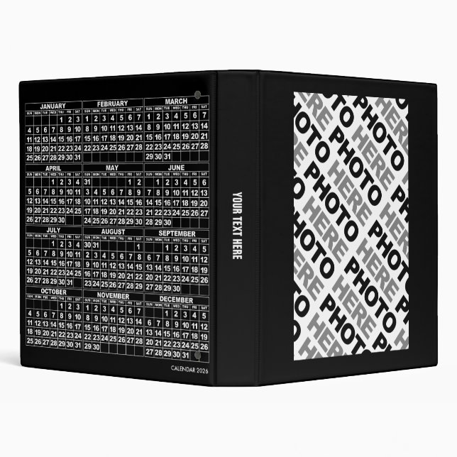 2026 Calendar Binder Black (Background)