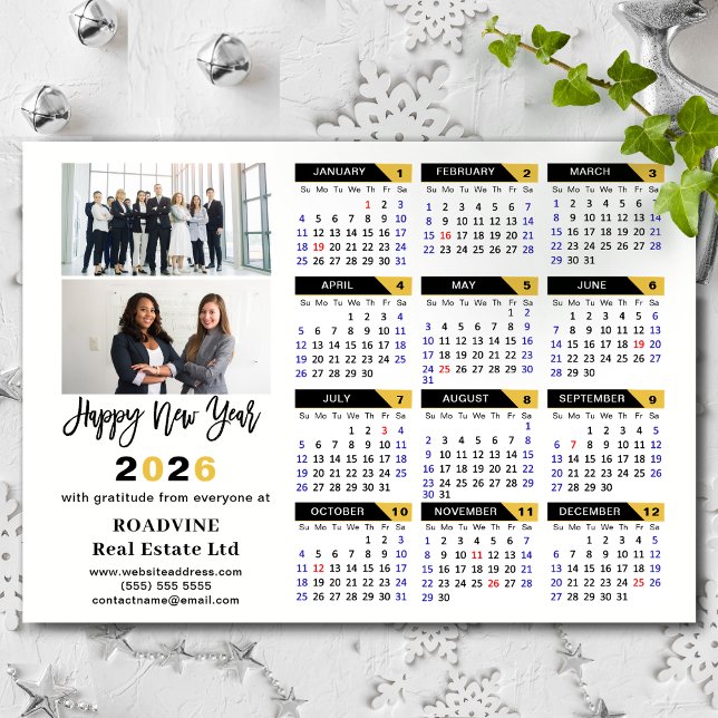 2026 Calendar Black Gold Business 2 Photo Magnetic (Creator Uploaded)