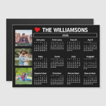 2026 Calendar Black White Photo Collage Magnet