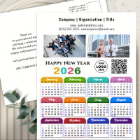 2026 Calendar Business 2 Photo Logo QR Code Colour