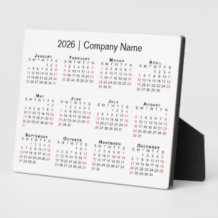 2026 Calendar Business Name Desktop Plaque