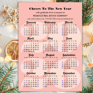 2026 Calendar Business Pink Minimalist Magnetic