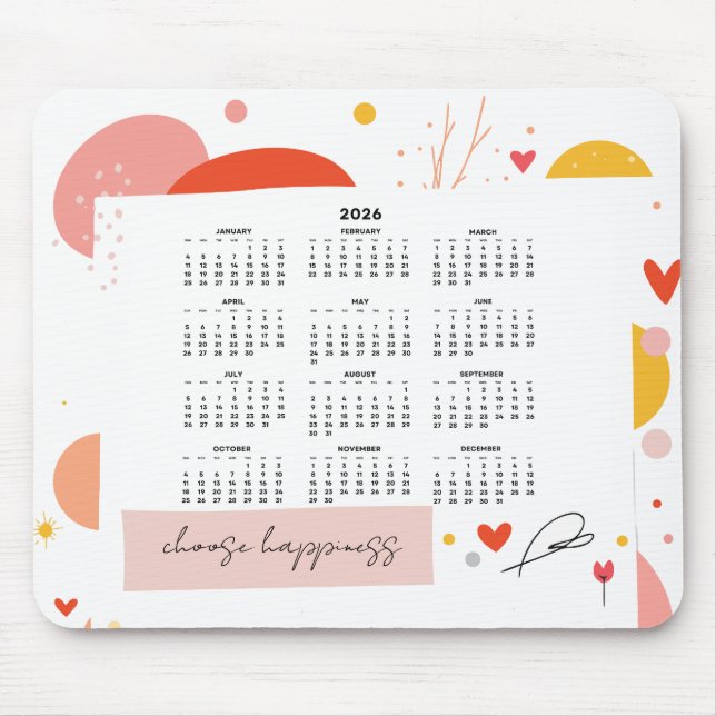 2026 Calendar Colorful Motivational Mouse Pad (Front)