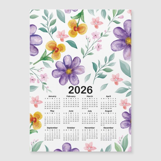 2026 Calendar Colourful Floral Botanical Garden (Front)