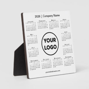 2026 Calendar Company Logo Business Desktop Plaque