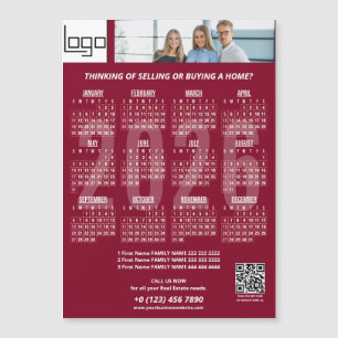 2026 Calendar Company Logo QR Code Burgundy Photo