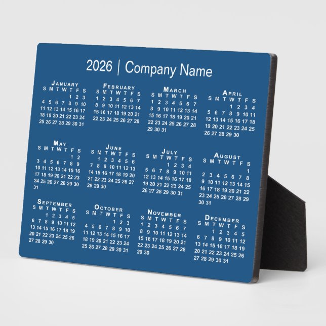 2026 Calendar Company Name Blue Desktop Plaque (Side)