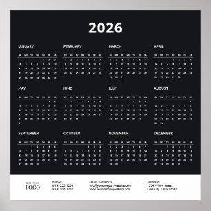 2026 Calendar Corporate Business Logo Branded  Poster