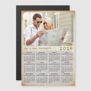 2026 Calendar Custom Photo Family Name Magnet Card