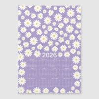 2026 Calendar Daisy Flower Pattern