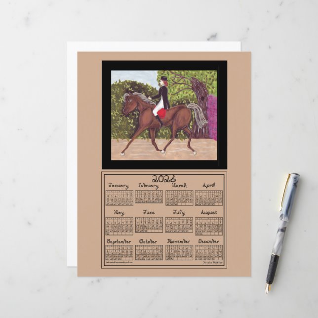 2026 Calendar Dressage Horse Sport Fabric Font (Front/Back In Situ)