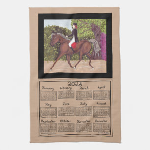 2026 Calendar Dressage Horse Sport Fabric Font Kitchen Towel