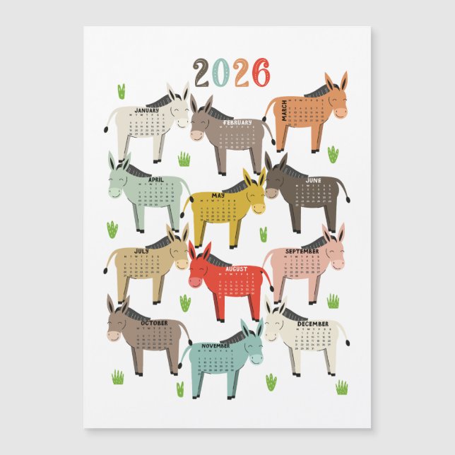 2026 Calendar Earth Tones Donkey (Front)