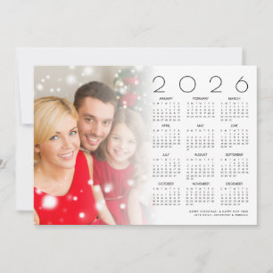 2026 Calendar Family Photo Overlay Merry Christmas Holiday Card