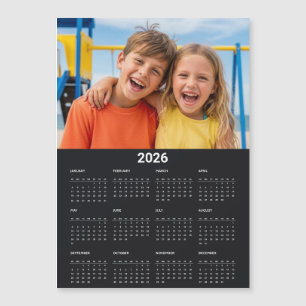 2026 Calendar Full Year Photo Black Fridge Magnet