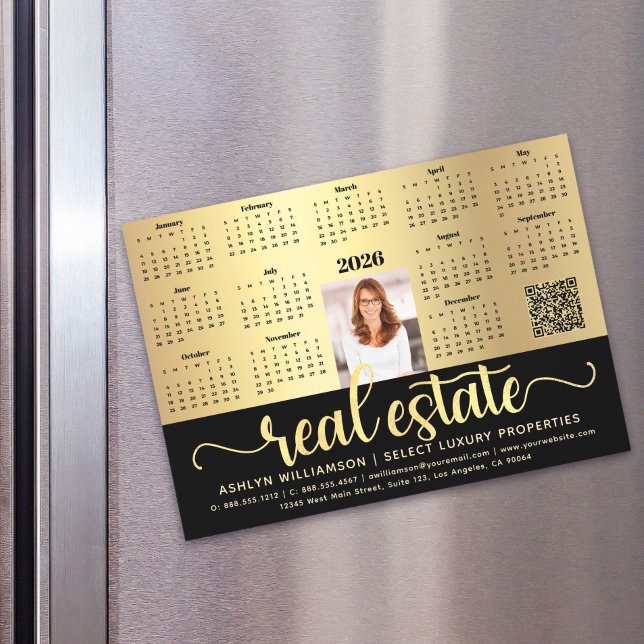 2026 Calendar Gold Real Estate QR Code Magnet (Creator Uploaded)