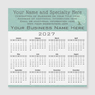 2026 Calendar Heart Leaf Tree Floral Mint Green