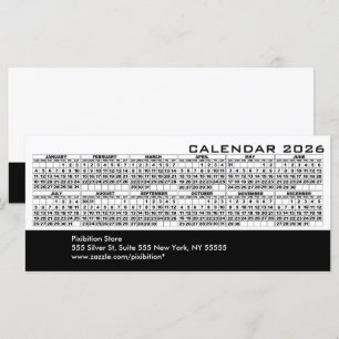 2026 Calendar Holidays Rack Card White