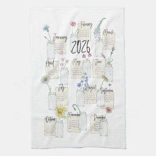 2026 Calendar Kitchen Tea Towel