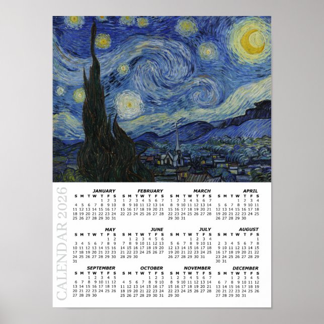 2026 Calendar, Large, Starry Night / Van Gogh Poster (Front)