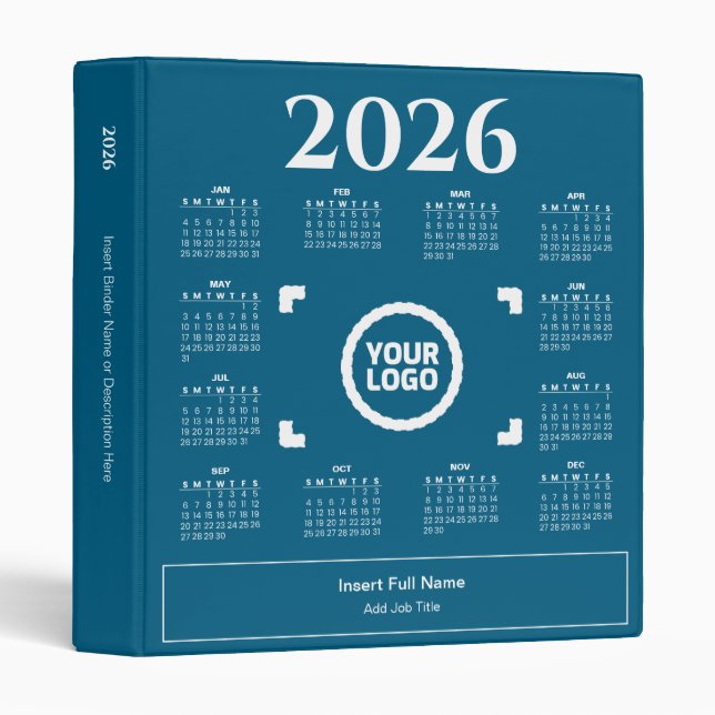 2026 Calendar Logo Personalized Business Binder (Front/Spine)