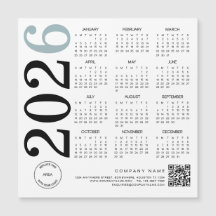 2026 Calendar Logo QR Code Blue Black Business