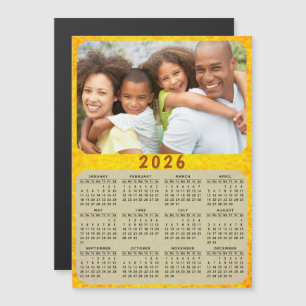 2026 Calendar Magnet Family Photo Golden Yellow