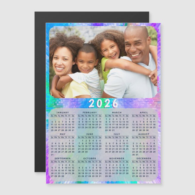 2026 Calendar Magnet Family Photo Holographic (Front/Back)