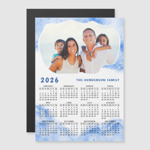 2026 Calendar Magnet Family Photo Name Blue White