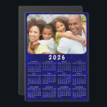 2026 Calendar Magnet Family Photo Navy Blue<br><div class="desc">This 2026 family photo calendar magnet with a navy blue background is easy to personalize with your custom picture by using the template. Click "Personalize" ("View Product Details" / "Personalize") and change the picture to get the result with the same stylish frame-look edges around it. Make your own calendar as...</div>