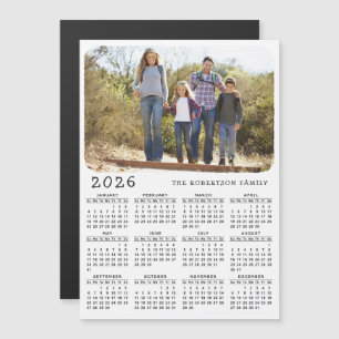2026 Calendar Magnet Family Photo White Black