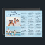 2026 Calendar Magnet Two Photos Collage Blue<br><div class="desc">Create a 2026 magnetic photo calendar with two custom pictures on a sky blue background. It's a unique keepsake for family, friends, workmates and colleagues for Christmas, New Year, or any occasion.</div>