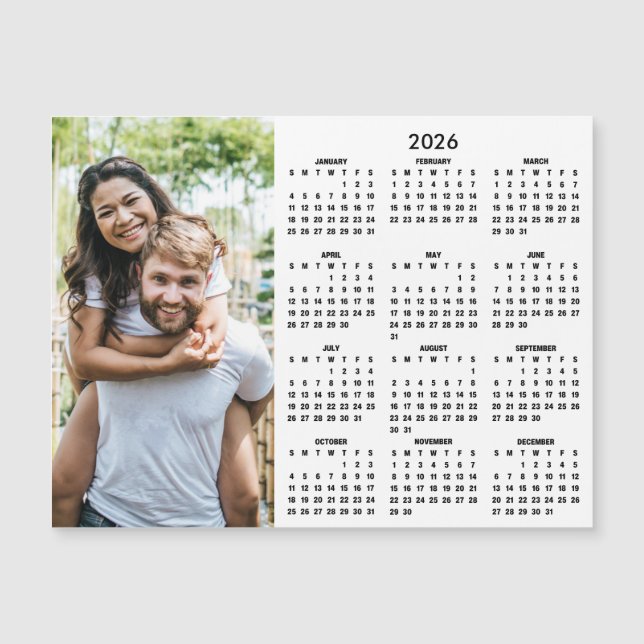 2026 Calendar Modern Simple Photo Magnet (Front)
