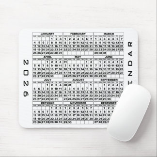 2026 Calendar Mousepad White