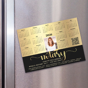 2026 Calendar Notary Black Gold QR Code Magnet