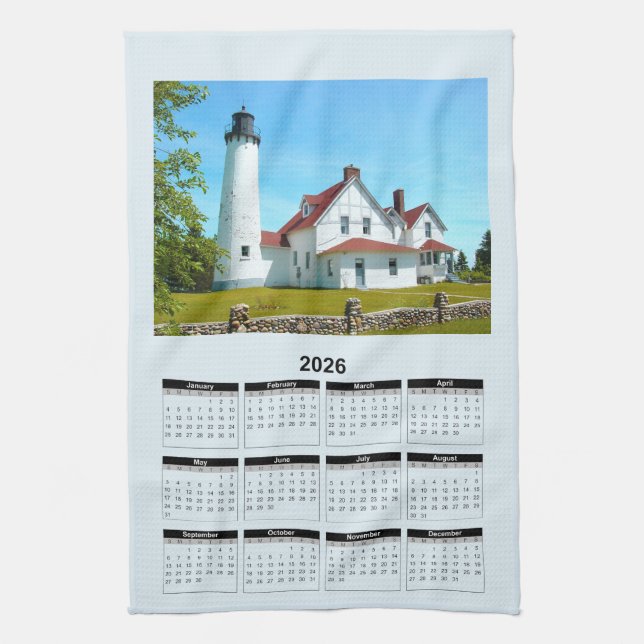 2026 Calendar of Door County Wisconsin Lighthouse  Kitchen Towel (Vertical)