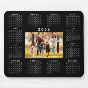 2026 Calendar One Photo Personalized Custom Colour Mouse Pad