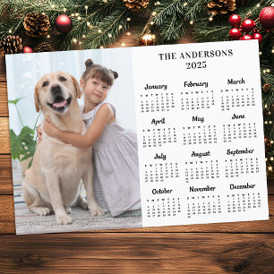 2026 Calendar Pet Dog Kids New Year Custom Photo Holiday Card
