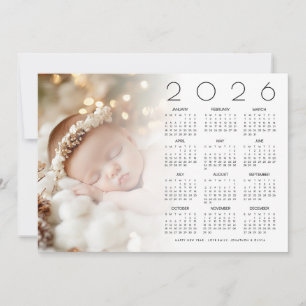 2026 Calendar Photo Overlay Baby Happy New Year Holiday Card