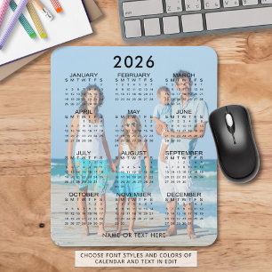 2026 Calendar Photo Text Custom Mouse Pad