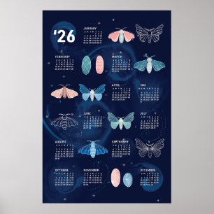 2026 Calendar Poster Silk Moth Galaxy