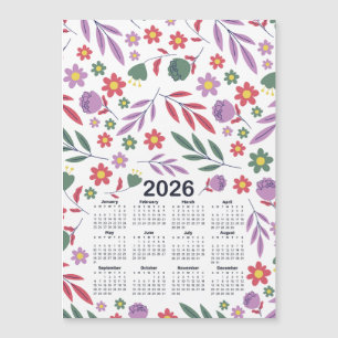2026 Calendar Purple and Red Floral Pattern